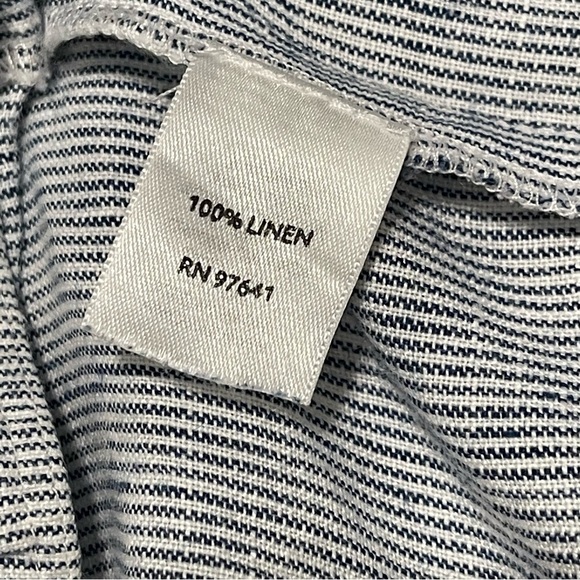 J.Jill Woman 100% LINEN Blue White Stripe Pants Size L - Picture 15 of 16